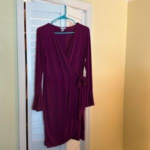 Long sleeve dress with v neck